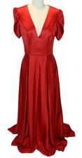 MAC DUGGAL IEENA Satin Puff Sleeve Formal Gown Size 2 Bridesmaid Event Evening