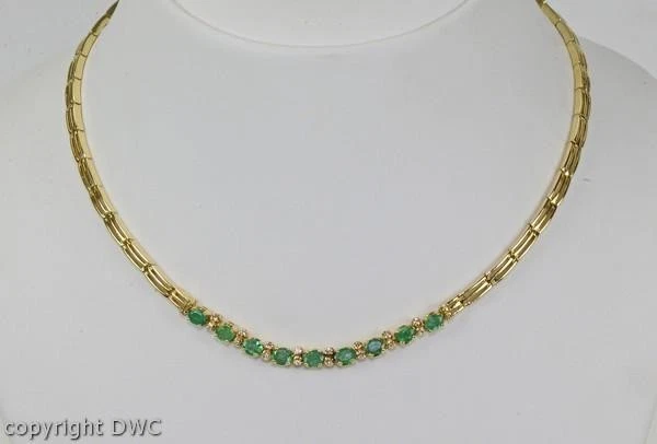 Hals Kette Collier mit Smaragd Brillant 18 Kt. 750 er Gold 42 cm Diamant  - Bild 3 von 4