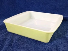 Vintage Pyrex Ovenware Lime Green 8 Inch Square Cake Pan Handles #222