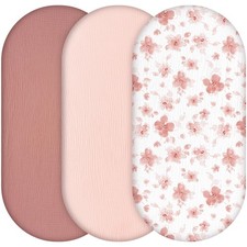 Yukkidds Baby Moses Basket Sheets 81x41cm, 3 Pack 100% Pink Floral