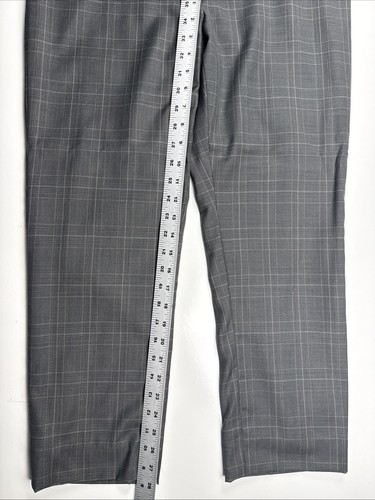 Pantalones de vestir para mujer Yansi Fugel gris a cuadros de lana talla 10 forrados trabajo profesional - Imagen 5 de 10