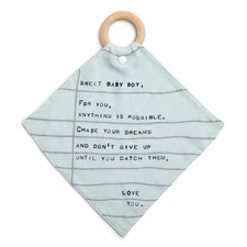 Boys Teether Dear You Blankie Sweet Baby Boy Plush 10"x10 Teething Blanket Lovey