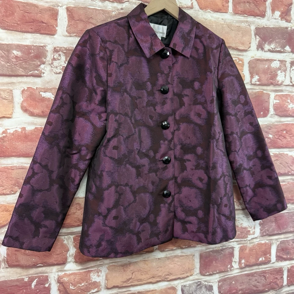 Blazer de Colección Drapers & Damons Mujer M Púrpura Multicolor Abstracto Jacquard Chaqueta Foto 2 de 4