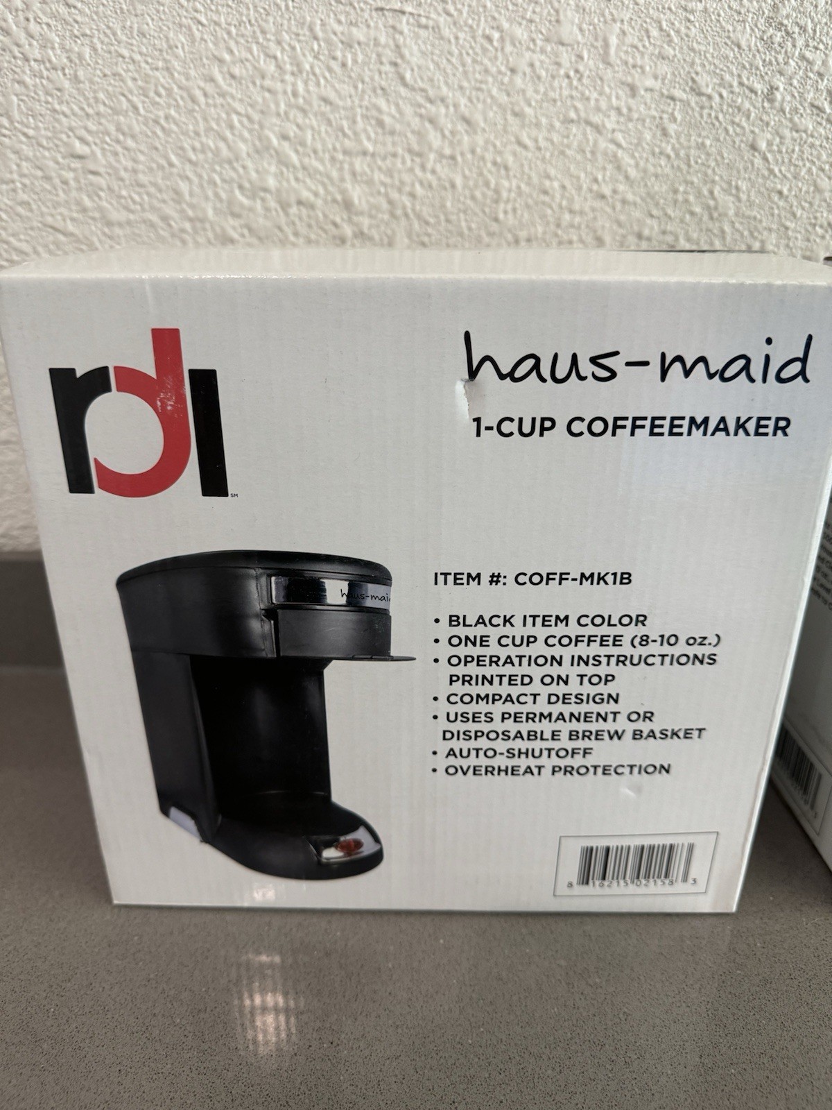 Hausmaid COFF-MK1B One Cup Coffee Maker Black Auto-shutoff - New