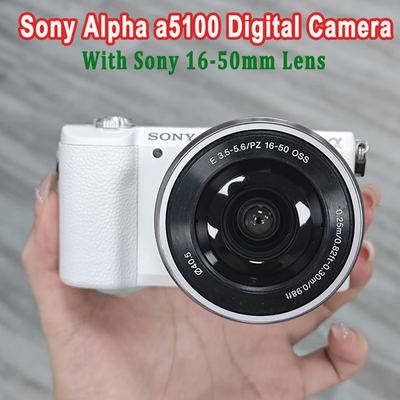 Sony Alpha a5100 24MP Mirrorless Digital Camera White w/ 16-50mm