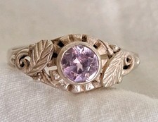 STERLING SILVER Ring With Pink Stone Size 6.5