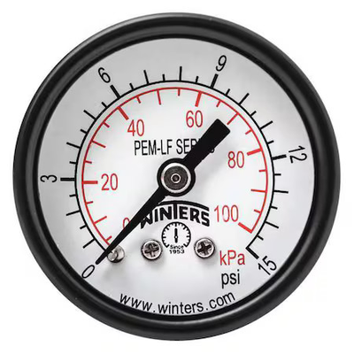 #ad Winters Pem1399lf Pressure Gauge 0 To 15 Psi 1 1 2 In Dial 1 8 In Npt Center $13.95