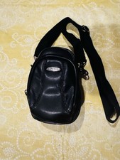Camera Case with Original Strap. Padded Black Faux Leather. Ambico