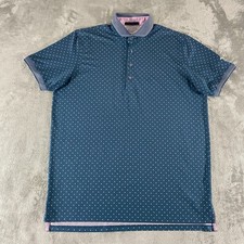 Greyson Golf Polo Shirt Mens L Blue All Over Print Wolf Performance Stretch