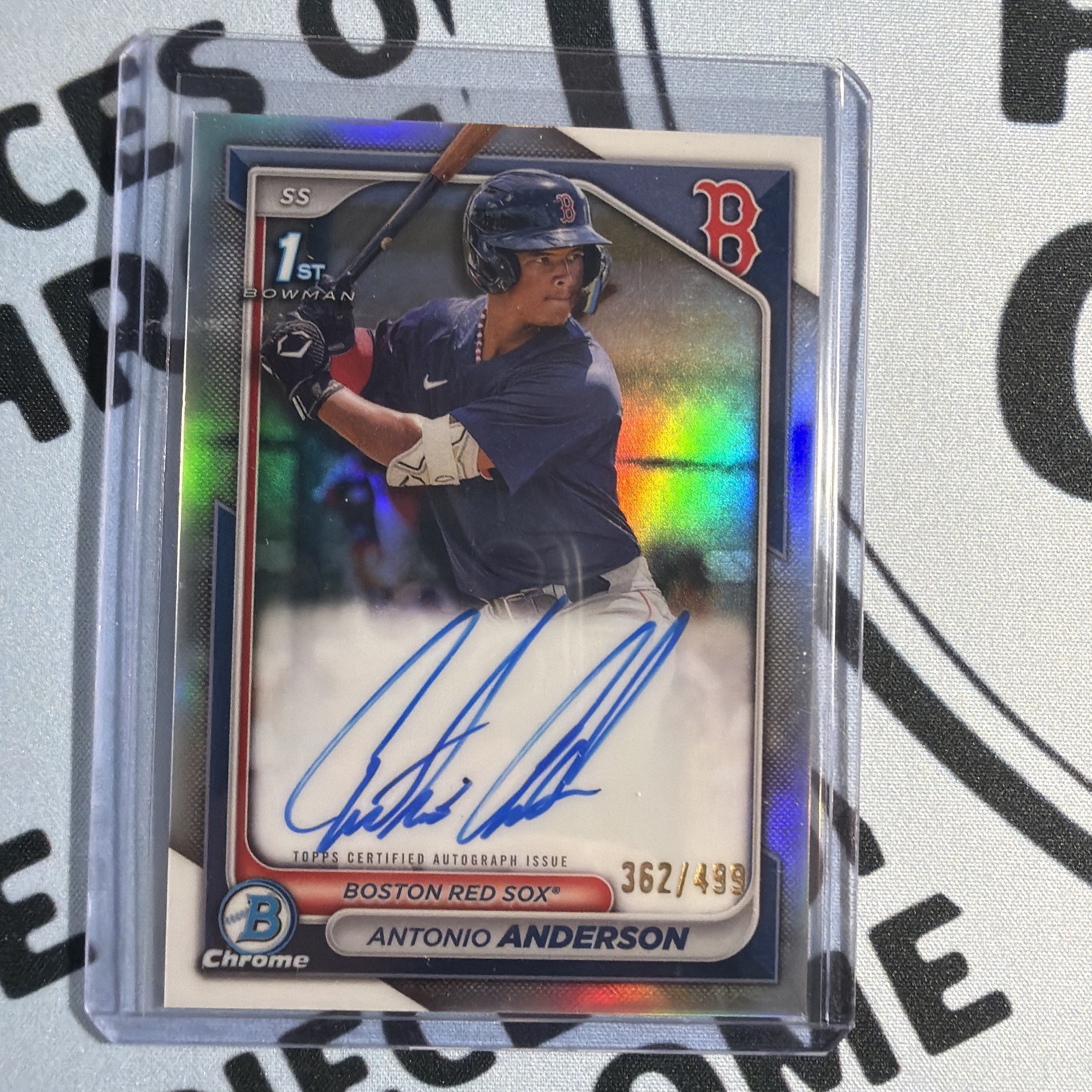 2024 Bowman Chrome Prospect Refractor /499 Antonio Anderson Auto Red Sox Qty Ava view 1
