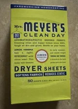1-Mrs. Meyer's Clean Day Dryer Sheets Lemon Verbena Scent 80 Sheets NEW