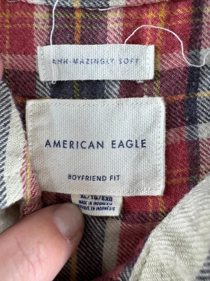 American Eagle Ahh-Mazingly Flannel Shirt Soft Boyfriend Fit Plaid Womens XL - Image 3 of 4
