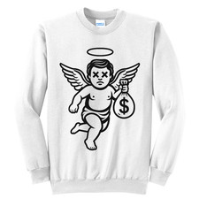 NEW Art Society x Artbag Ink FALLEN ANGEL WHITE Crew Sweater SM-4XL MADE IN USA