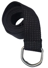 Black Canvas Web Belt Mens Large 49.5" D Ring Silver Metal Buckle Utility Casual