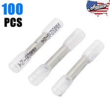 100PCS 26-22AWG Wire Butt Splice Terminals Heat Shrink Butt Connector Waterproof