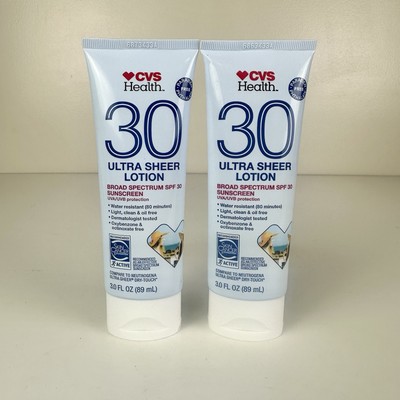 Lot Of 2 CVS Ultra Sheer Lotion Broad Spectrum SPF 45 Sunscreen