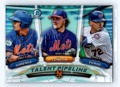 2018 Bowman Chrome #TP-NYM Phillip Evans / P.J. Conlon / Andres Gimenez