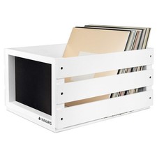 Wood Record Crate - Vinyl Album Storage Holder Box Wooden Case with Chalkboar...