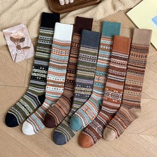 Retro Stockings Women Autumn and Winter Cotton Knitted Knee Socks Stockings