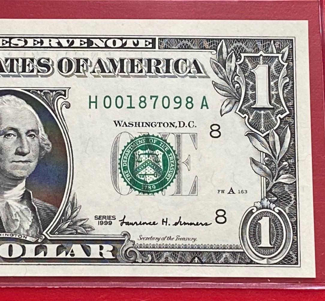 1999 $1 Dollar Bill FRN, ( ST LOUIS H ) UNCIRCULATED BANKNOTE