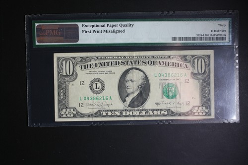 1988 A $10 Dollar ERROR Note, Hugely MISALIGNED REVERSE-1st Printing PMG VF30 - Picture 4 of 4