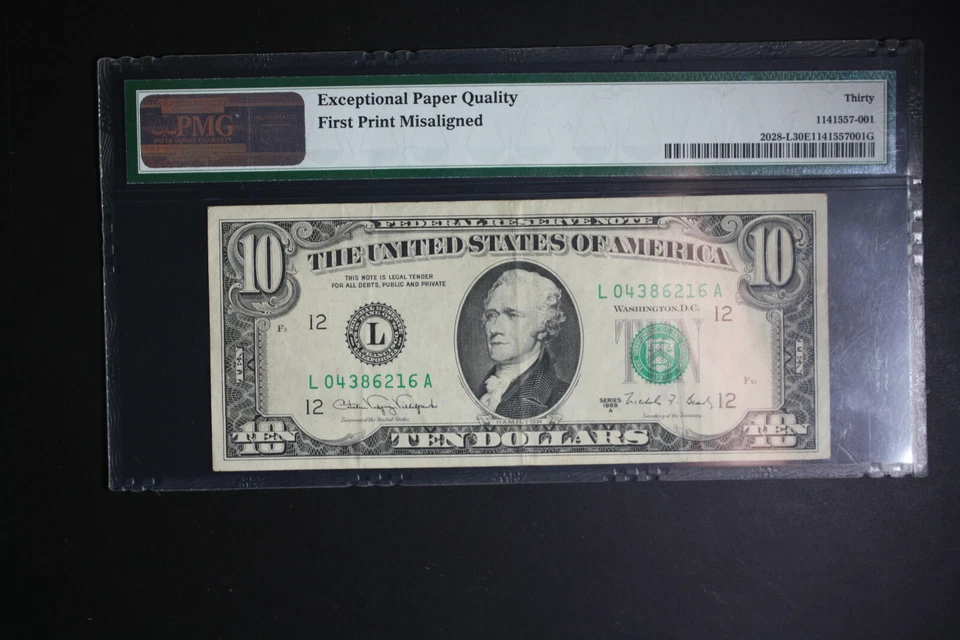 1988 A $10 Dollar ERROR Note, Hugely MISALIGNED REVERSE-1st Printing PMG VF30 - Image 4 of 4