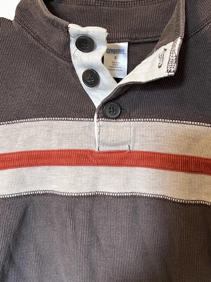 EUC Boys Gymboree Striped 3 Button Sweater, Size 5/6 - Image 2 of 4