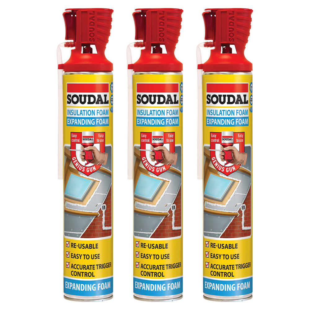 Soudal Genius Gun Insulation / Insulating Expanding  Foam 750ml