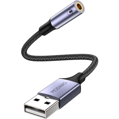 USB auf 3,5 mm Klinke Audio Adapter für PC, Laptop und PS4   Plug & Play