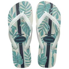 Havaianas US 13 Men's Flip Flops White Indigo Blue Sandals Aloha Beach Pool NWT
