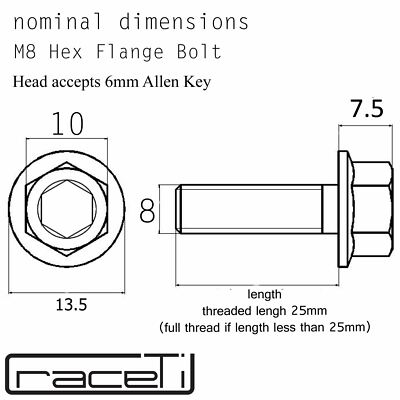 M8 Vite Flangiata Esagonale In Titanio Ti Grado 5 Doppio Drive 30 X 1.25 - Foto 8