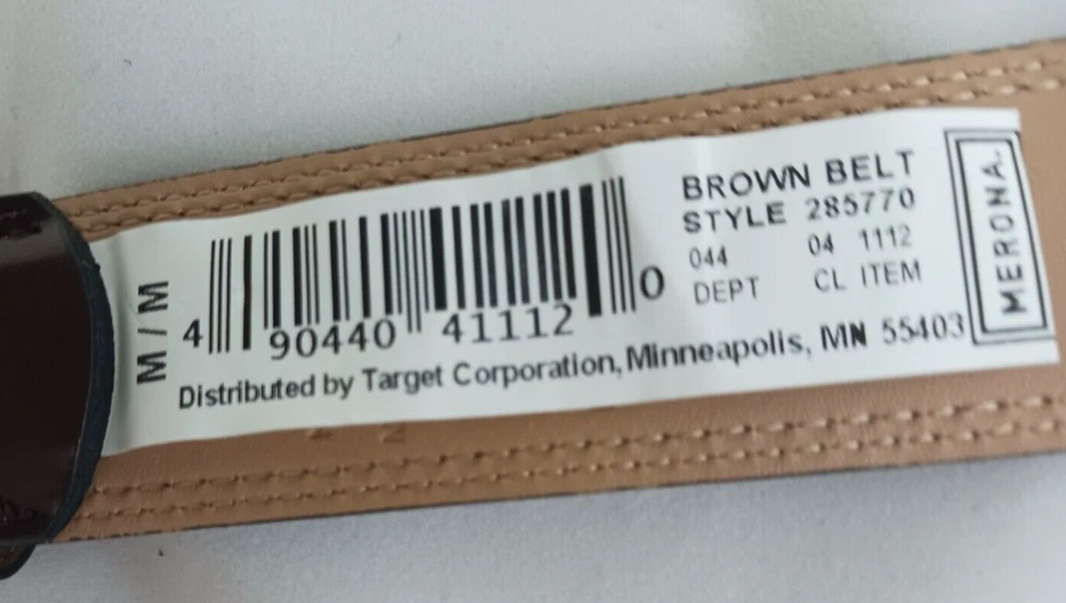 Cinturón Marrón Imitación Cuero 32"-36" Nuevo con Etiquetas, Cinturón de Vestir Clásico Merona Para Hombre Foto 4 de 4