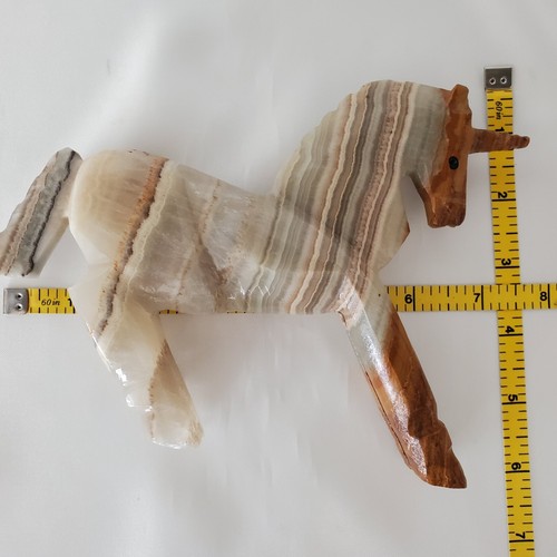 Vintage Agate Stone Quartz Crystal Tan/Brown Unicorn Carving Decoration Art - Picture 11 of 11
