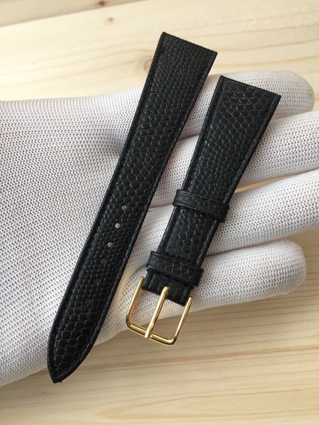 CORREA-STRAP RELOJ GRANO LAGARTO NEGRO 20MM "NEW OLD STOCK 1960-1970"