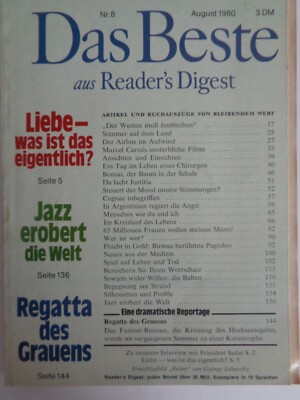 Das Beste aus Reader's Digest Nr. 8 August 1980 Werbung Reklame