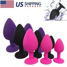 Anal Butt Plug Silicone Set S/M/L Sex Toy Women Men Couple Metal Dildo Jewel