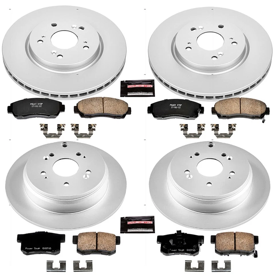 Juego de 4 ruedas CRK229 Powerstop discos de freno y kits de pastillas delanteras y traseras para Acura RDX Foto 3 de 4