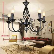 5 Flammig Retro Schwarz Kronleuchter Lüster Metall Vintage Loft Deckenlampe E14