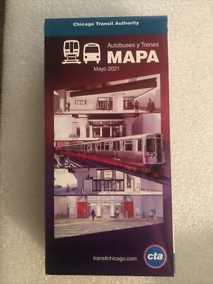 2021 CHICAGO TRANSIT AUTHORITY CTA BUS and RAIL MAP (RARE) SPANISH VERSION