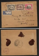 Aden   registered  cover to  US   1948   MS0212