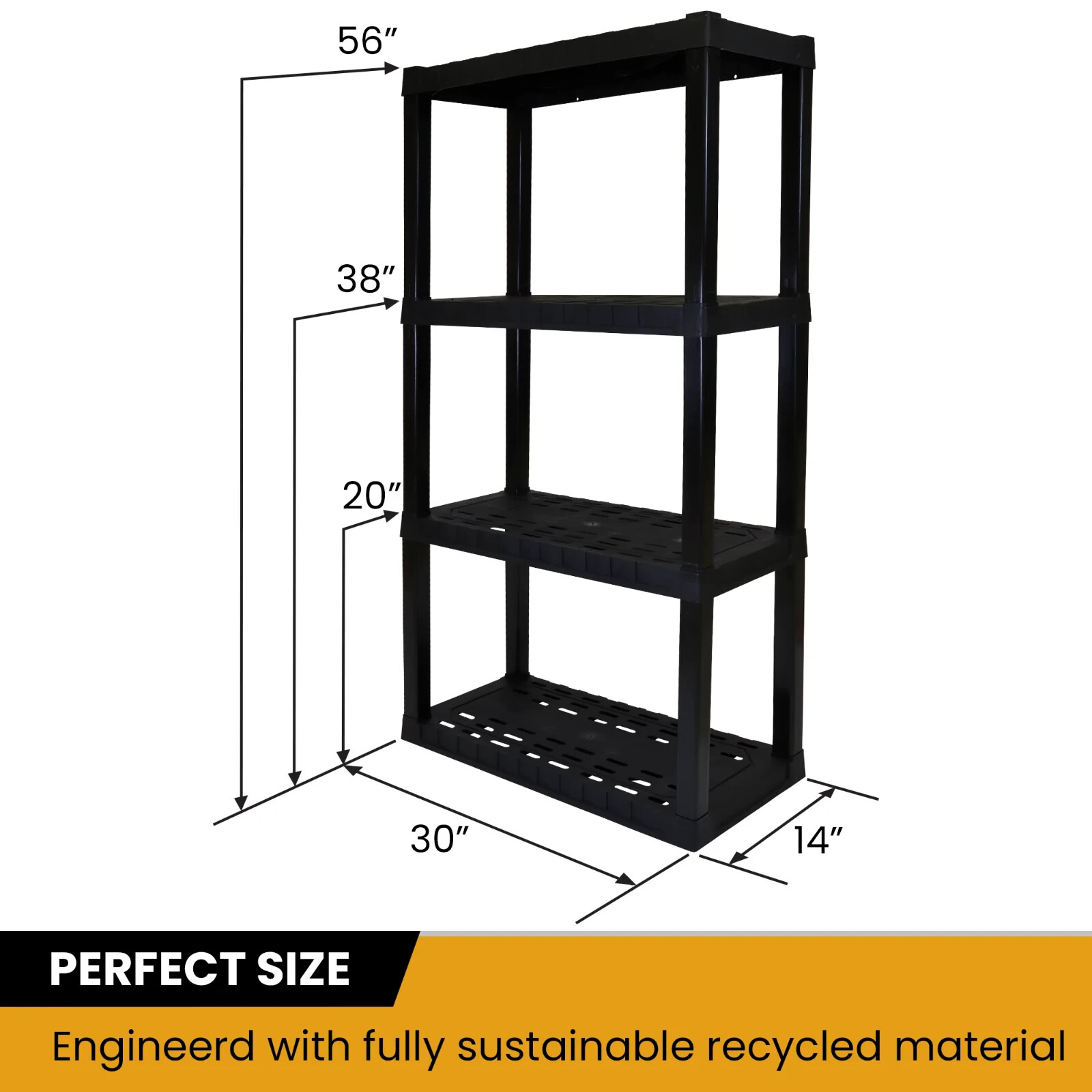 Hyper Tough 56"H x 14"D x 30"W 4 Shelf Plastic Garage Shelves Storage