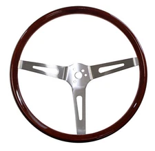 CJ Classics Steering Wheel 15” 3-Bolt Walnut Wood Grain With Slotted Spokes