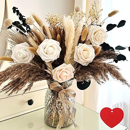 100pcs Artificial Flower Arrangements with Vase pampas bouquet in vase - Picture 2 of 7