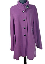 Janska Purple Oversize Jacket Comfort Fleece Large Pockets 4 Button Usa Polartec