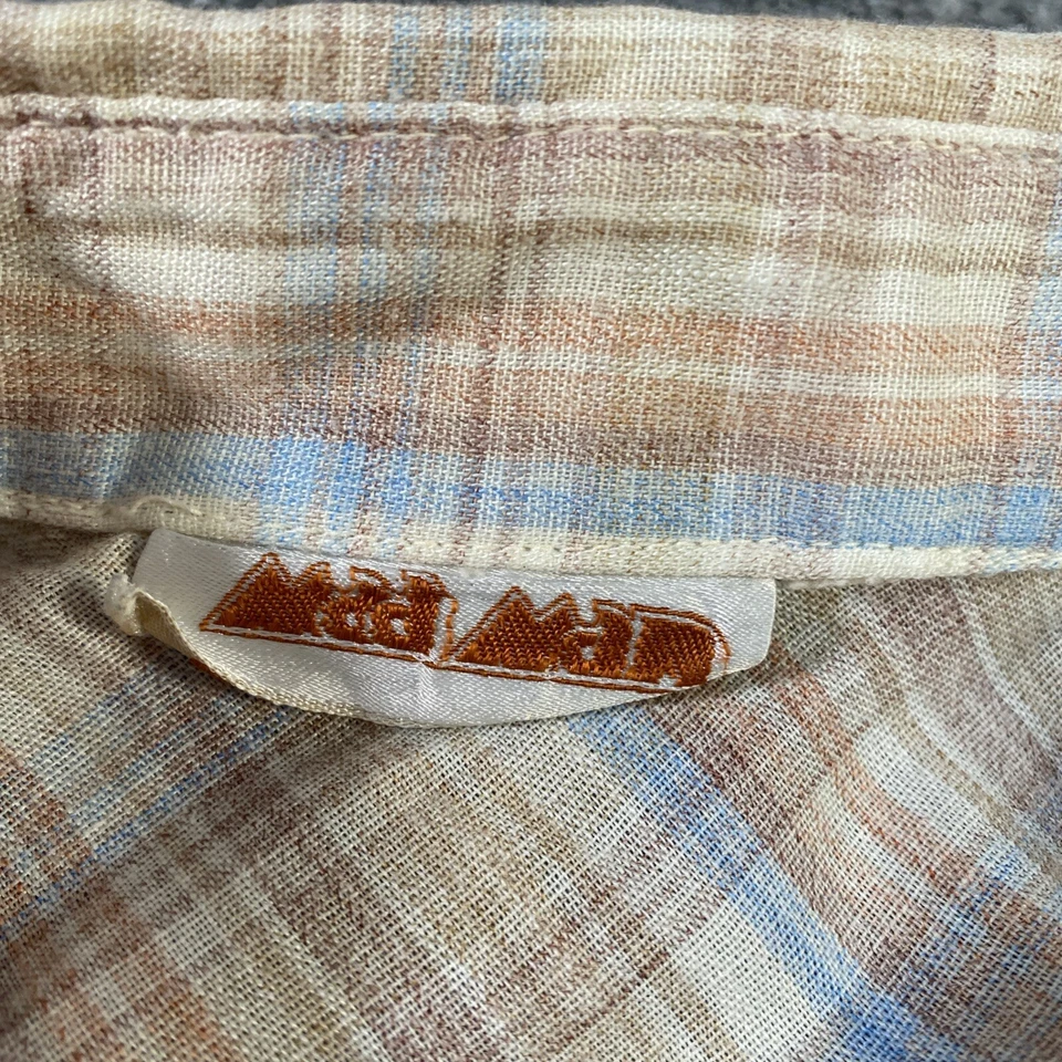 Camisa Mad Men Para Hombres Pequeña Perla A Presión Azul Tostado Blanco Cuadros Western Ranch Rodeo Foto 3 de 4