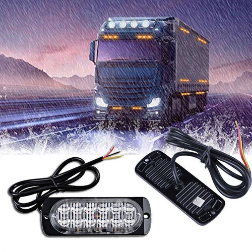 12 LED Amber Truck Car Emergency Beacon Warning Hazard Flash Strobe Light Bar - Picture 12 of 12