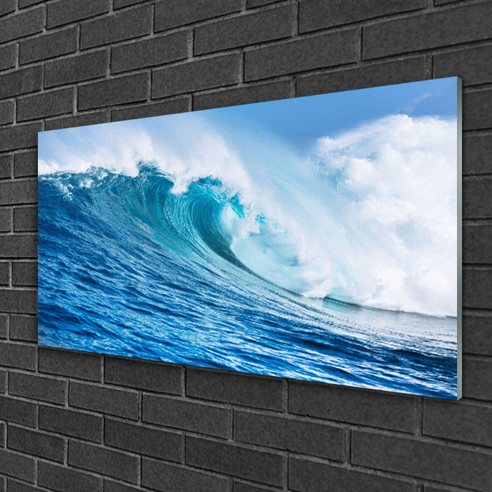 Tableau sur verre 100x50 cm Nature Vague pour décoration murale de salon
