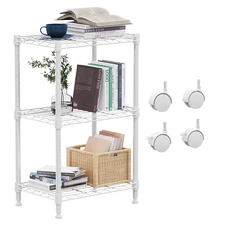 3 Tier Wheel Metal Shelving Rack Storage Adjustable Shelf 12*18*30" Carbon Steel