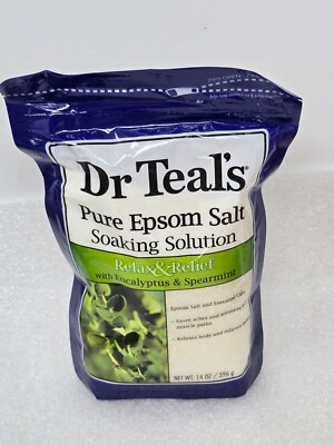 Dr Teals Pure Epsom Salt Soaking Solution Relax Relief Eucalyptus Spearmint 14Oz