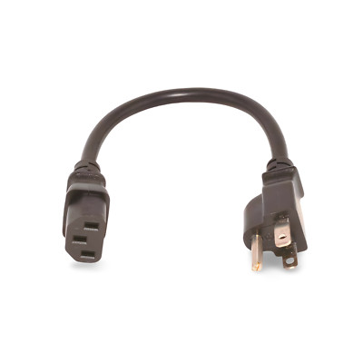 1ft Universal Power Cord NEMA 5-15P to IEC320C13 18 AWG - Black